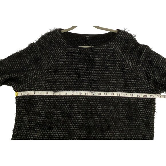 Tibi Womens Black Textured Knit Sweater L designer neutral fun shaggy texture - Picture 6 of 10